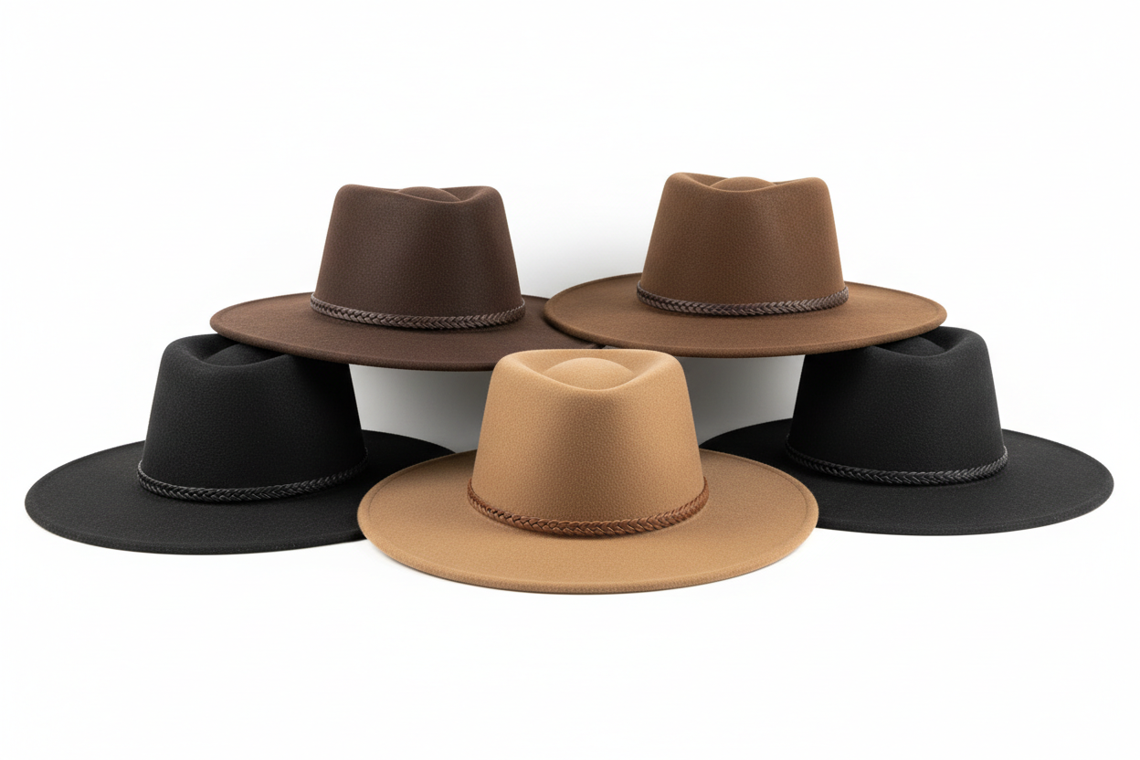 flat brim felt type country hats 